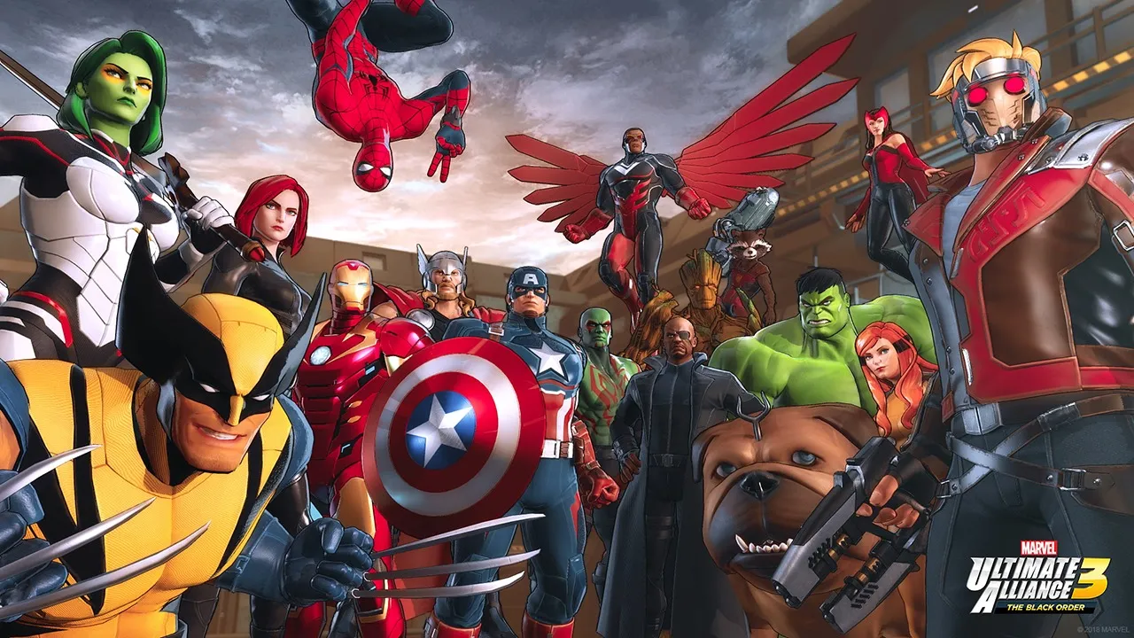Marvel Ultimate Alliance 3: The Black Order title screen for Nintendo Switch