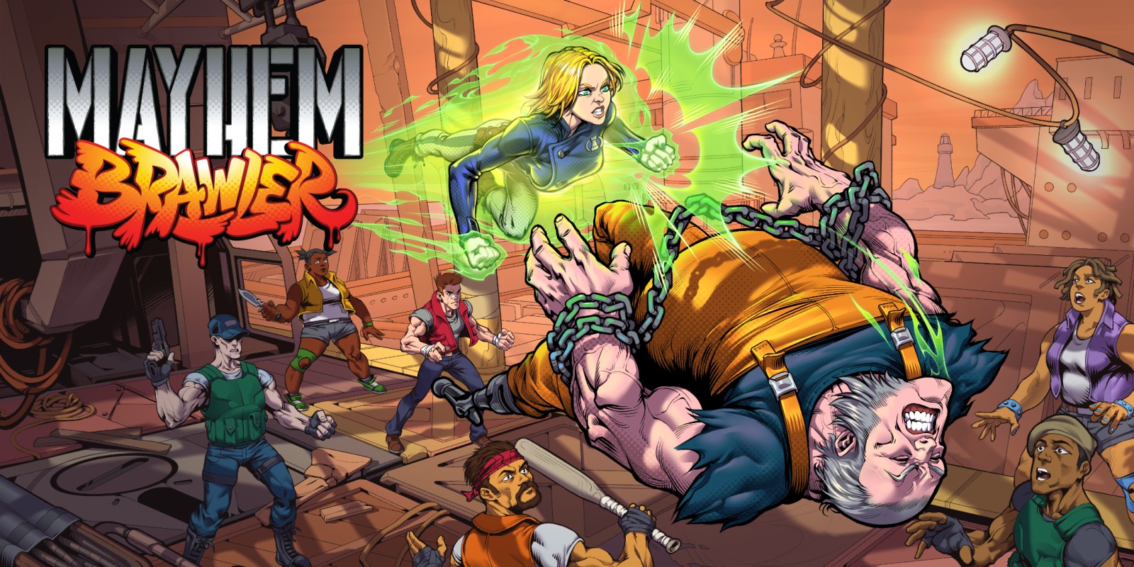 Mayhem Brawler title screen for Nintendo Switch