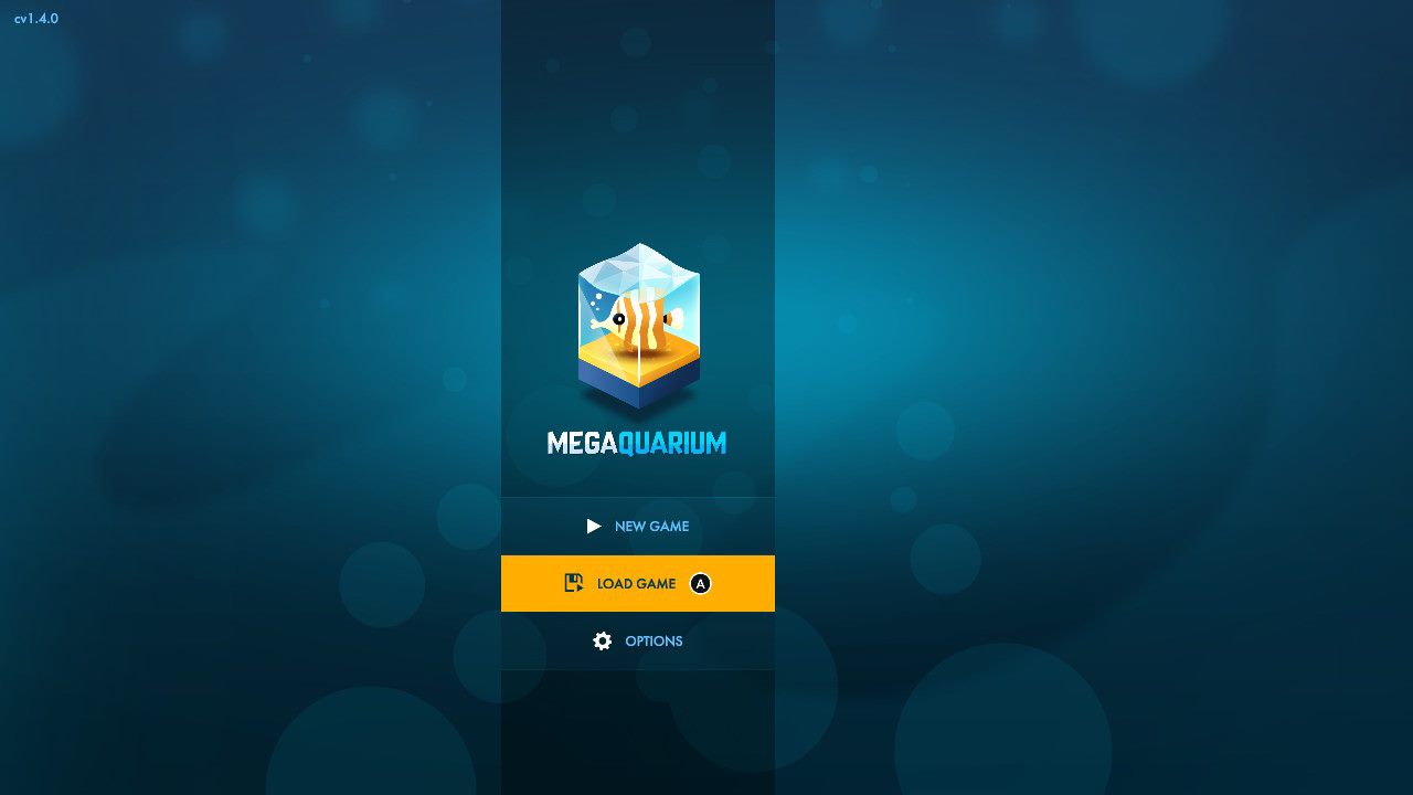 Megaquarium title screen for Nintendo Switch