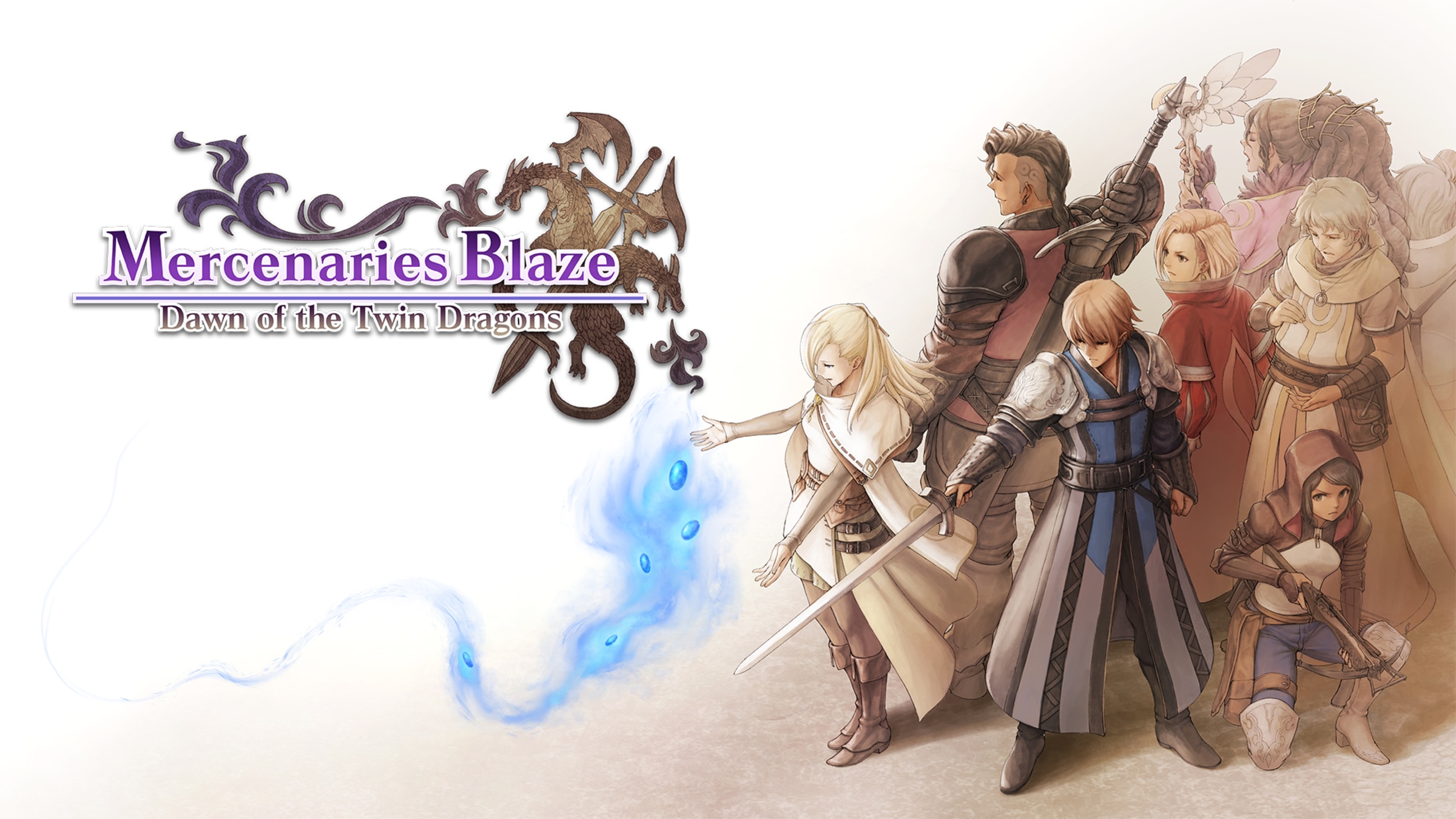 Mercenaries Blaze: Dawn of the Twin Dragons title screen for Nintendo Switch
