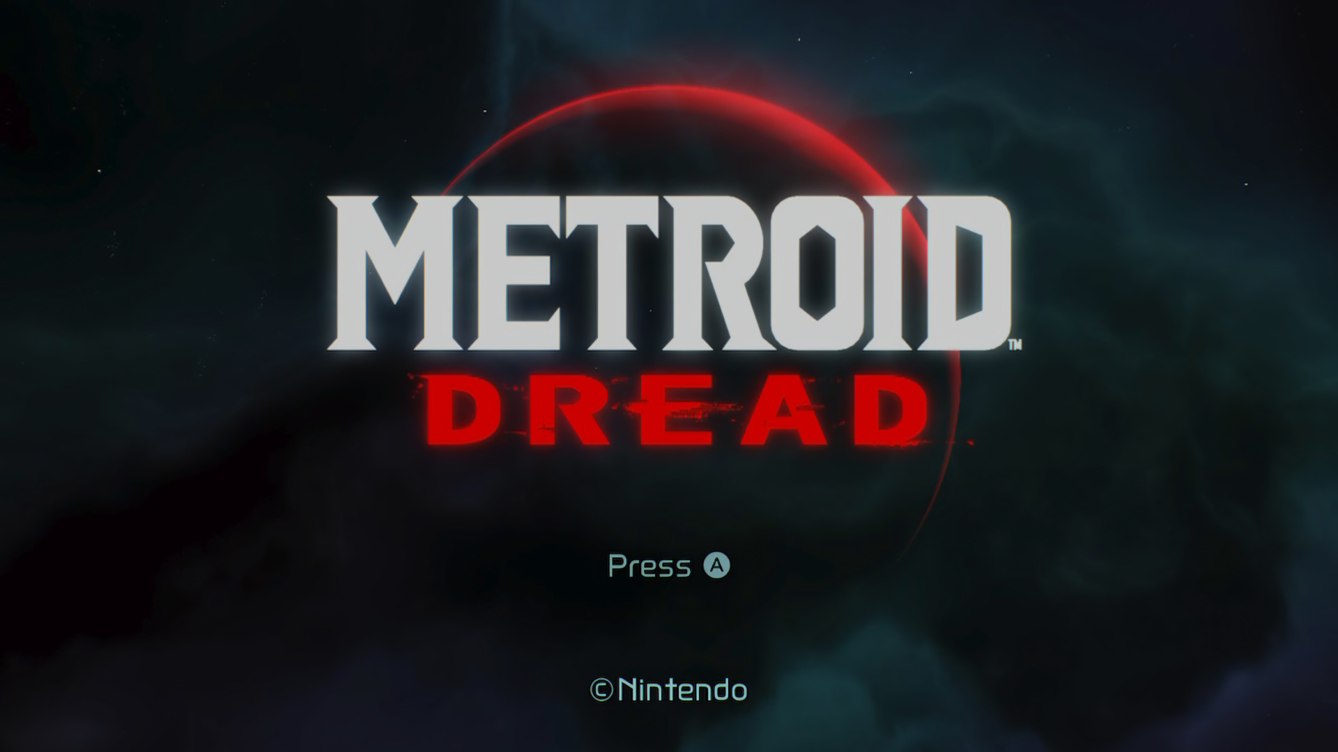 Metroid Dread title screen for Nintendo Switch