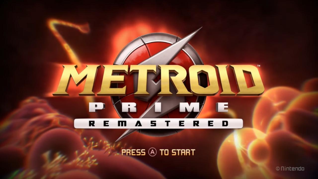 Metroid Prime Remastered title screen for Nintendo Switch