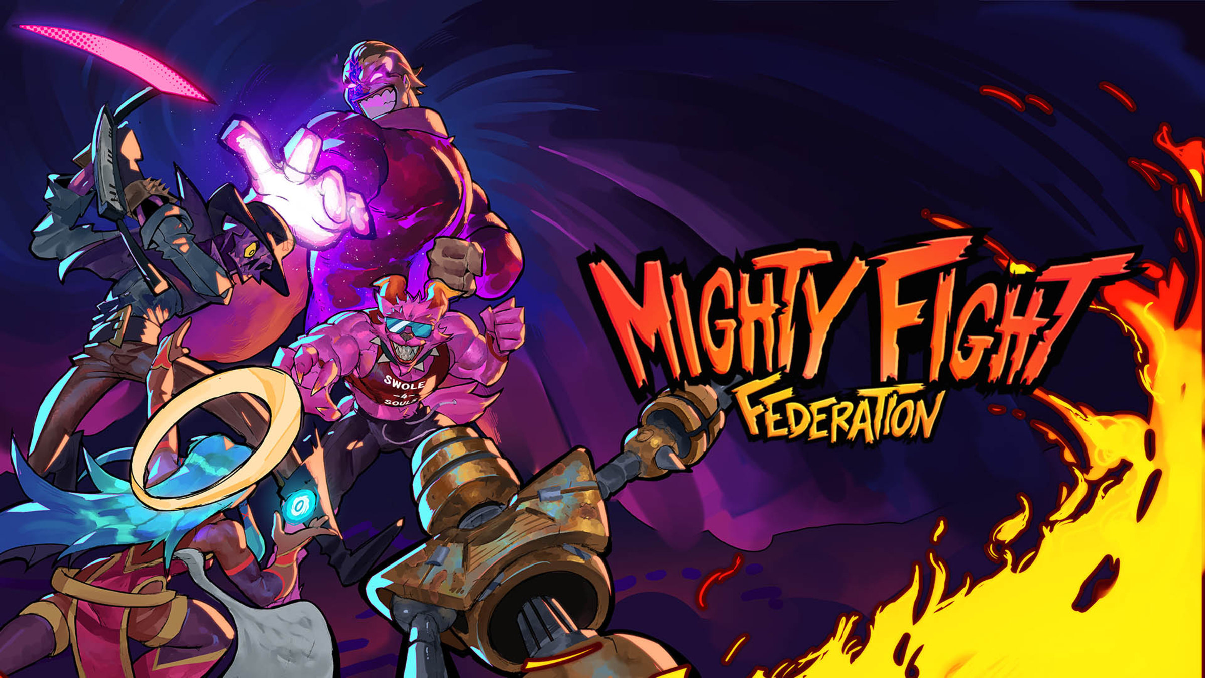 Mighty Fight Federation title screen for Nintendo Switch