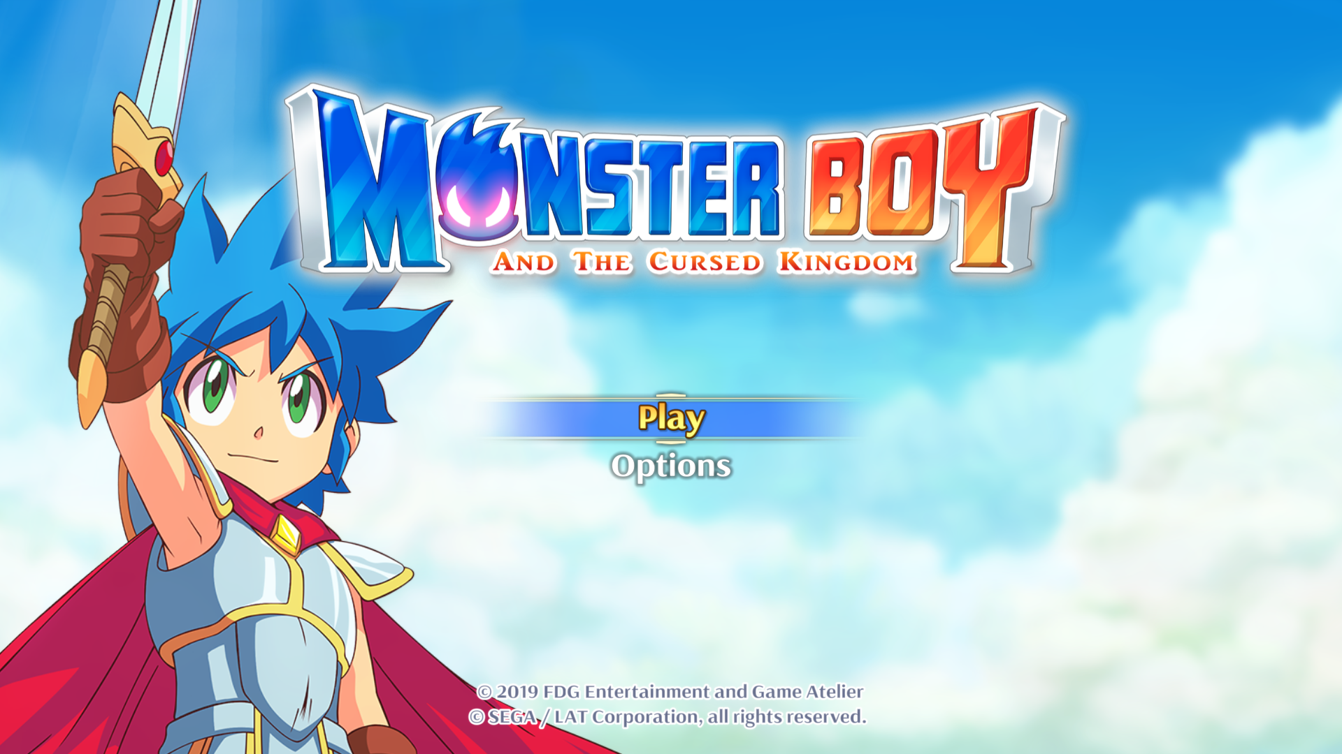 Monster Boy and the Cursed Kingdom title screen for Nintendo Switch