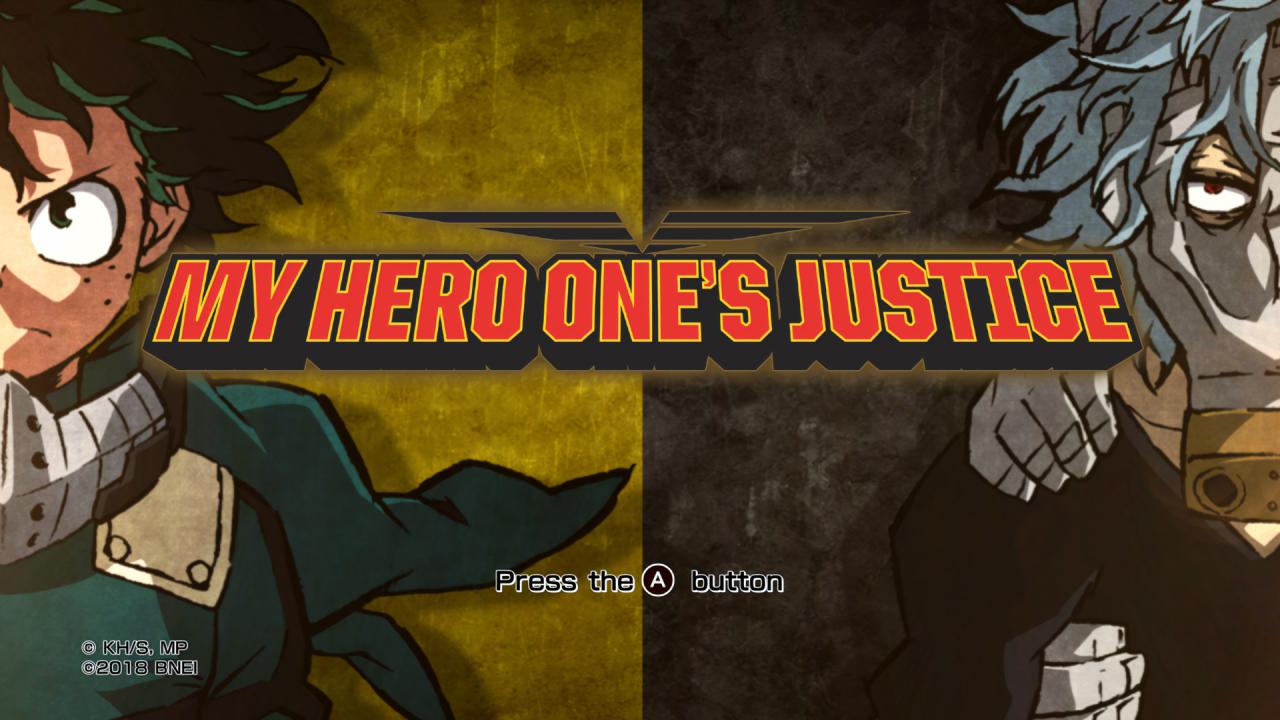 My Hero One's Justice title screen for Nintendo Switch