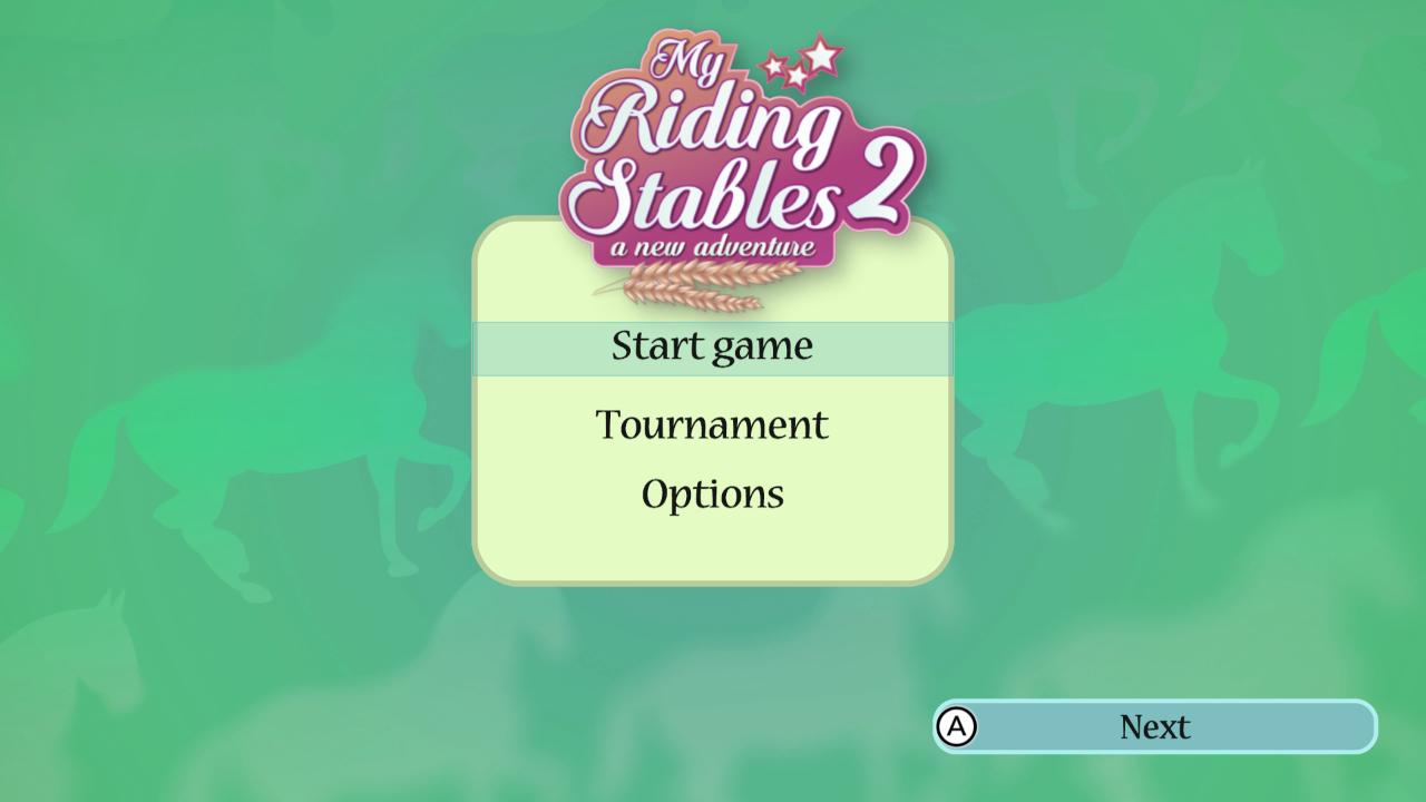 My Riding Stables 2: A New Adventure title screen for Nintendo Switch