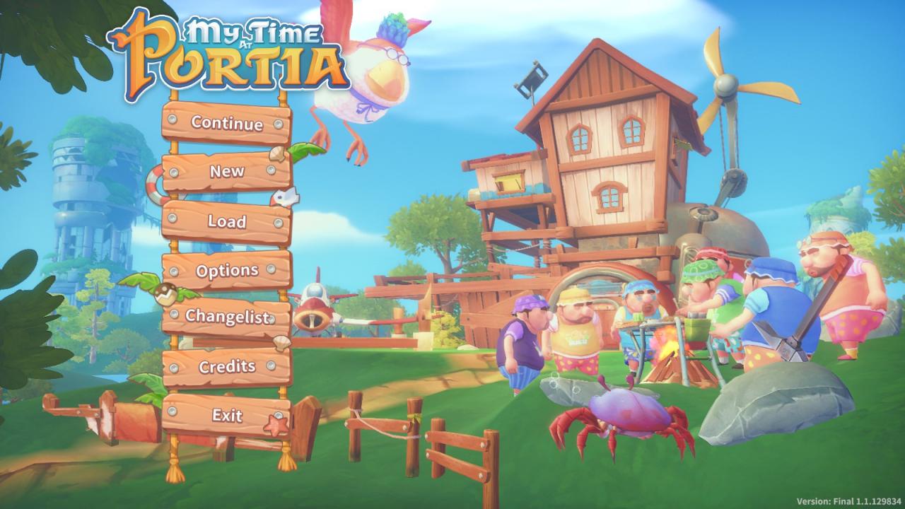 My Time at Portia title screen for Nintendo Switch