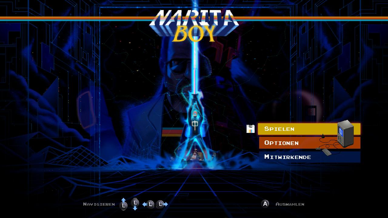 Narita Boy title screen for Nintendo Switch