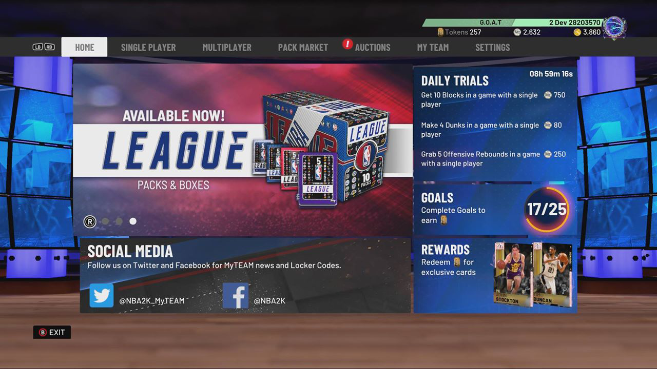 NBA 2K19 20th Anniversary Edition title screen for Nintendo Switch