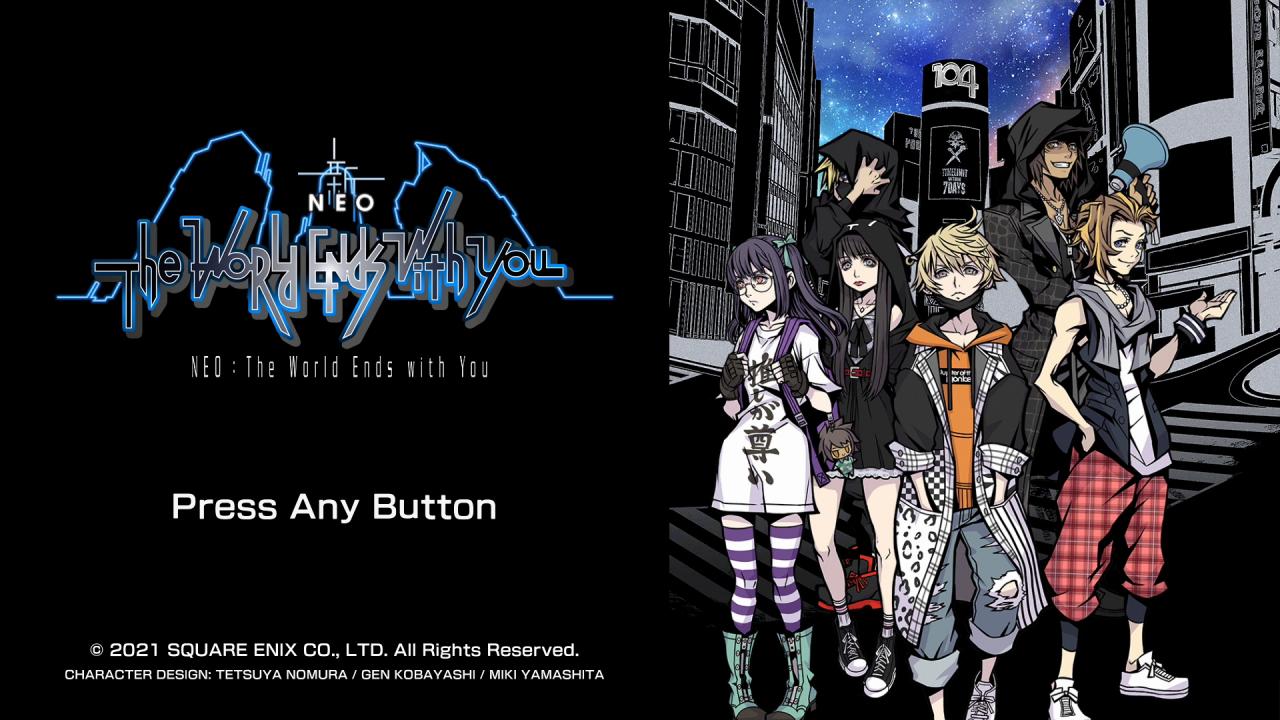 NEO: The World Ends With You title screen for Nintendo Switch