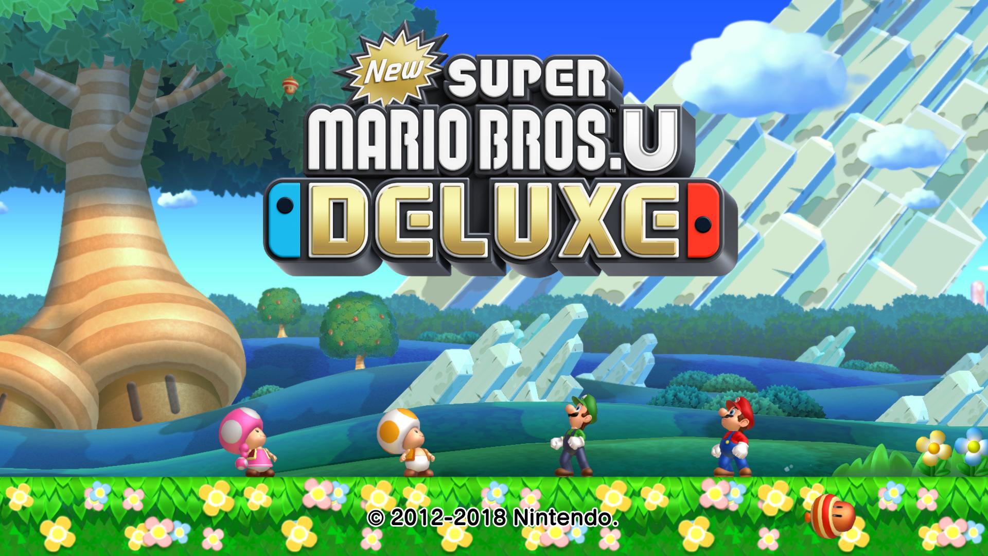New Super Mario Bros U Deluxe title screen for Nintendo Switch