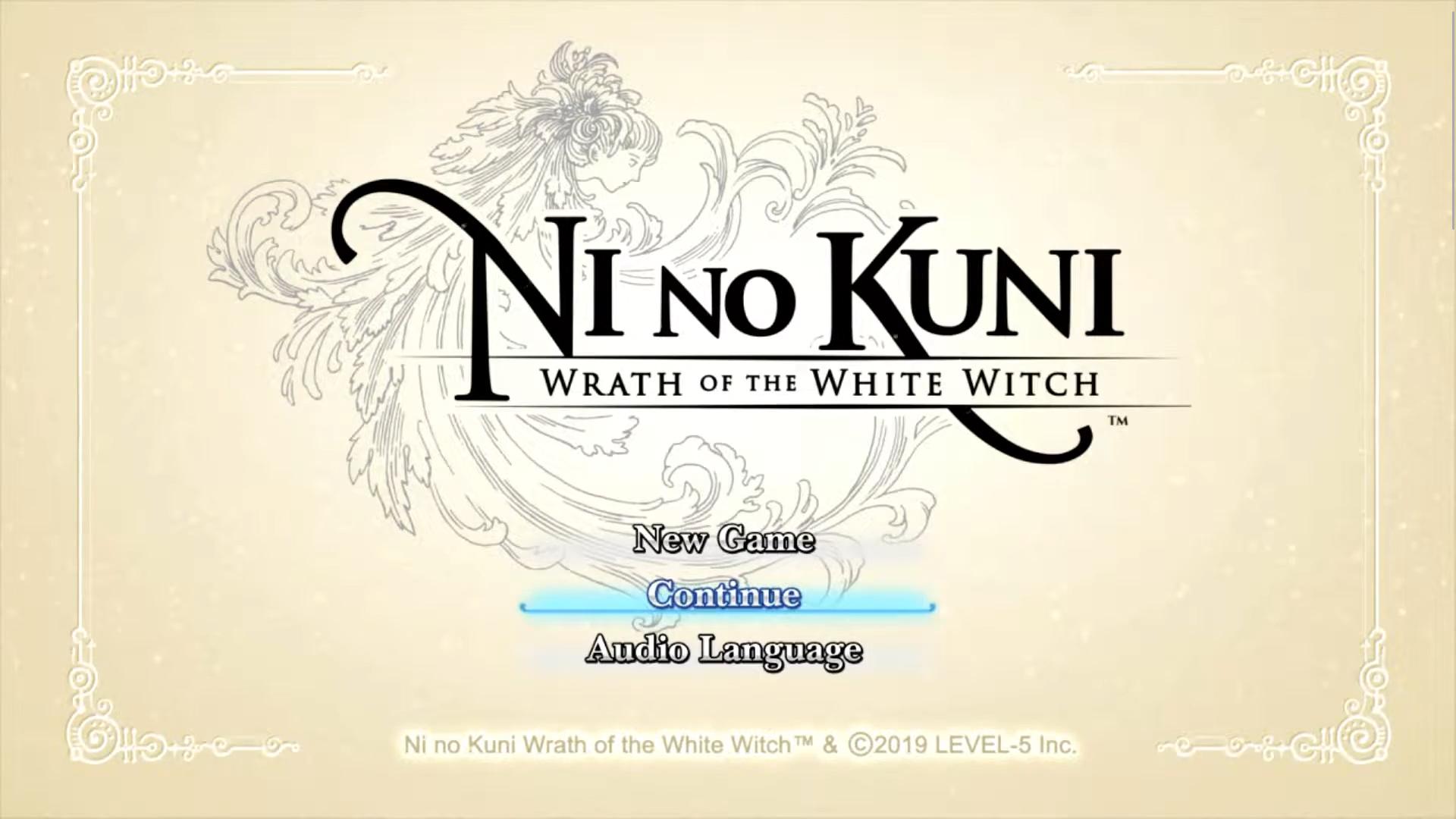 Ni no Kuni: Wrath of the White Witch title screen for Nintendo Switch