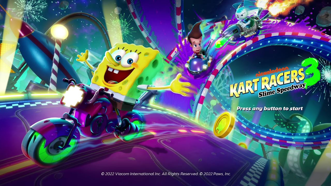 Nickelodeon Kart Racers 3: Slime Speedway title screen for Nintendo Switch
