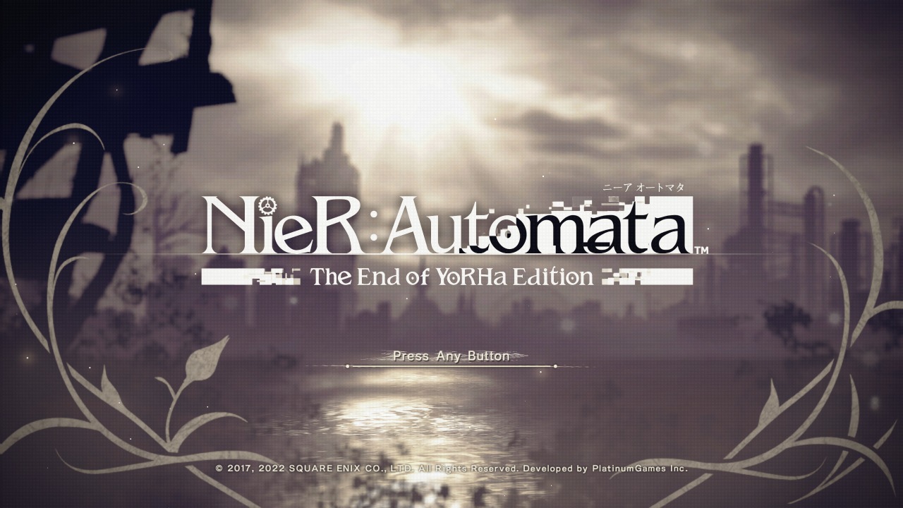 Nier Automata: The End of YoRHa Edition title screen for Nintendo Switch