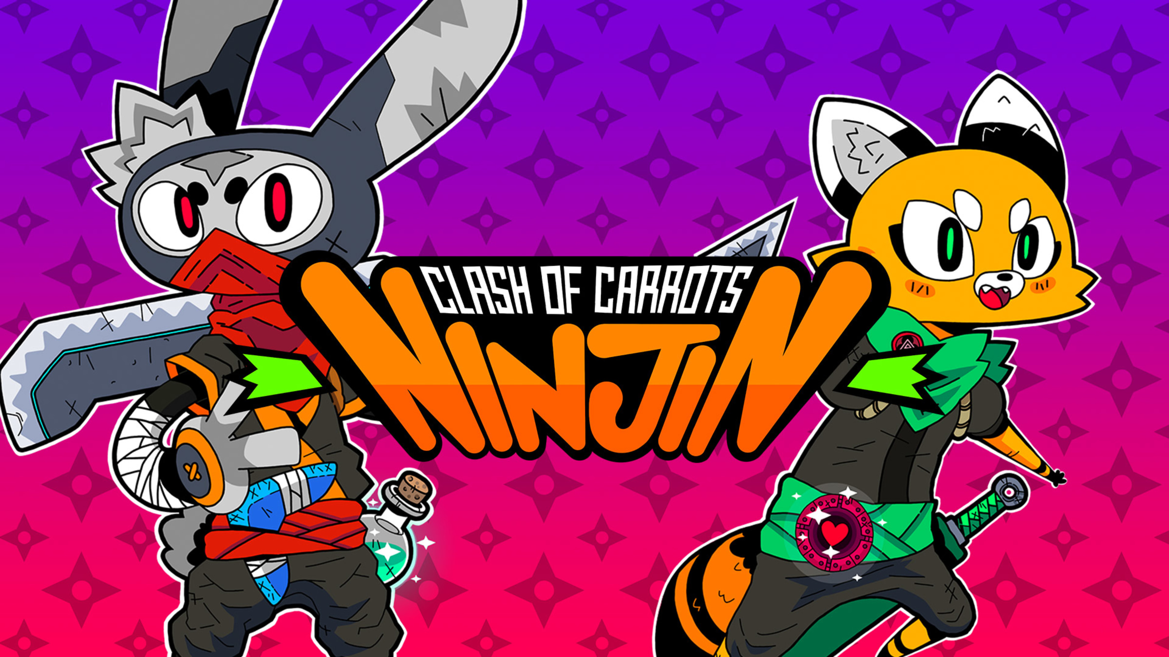 NinJin Clash of Carrots title screen for Nintendo Switch