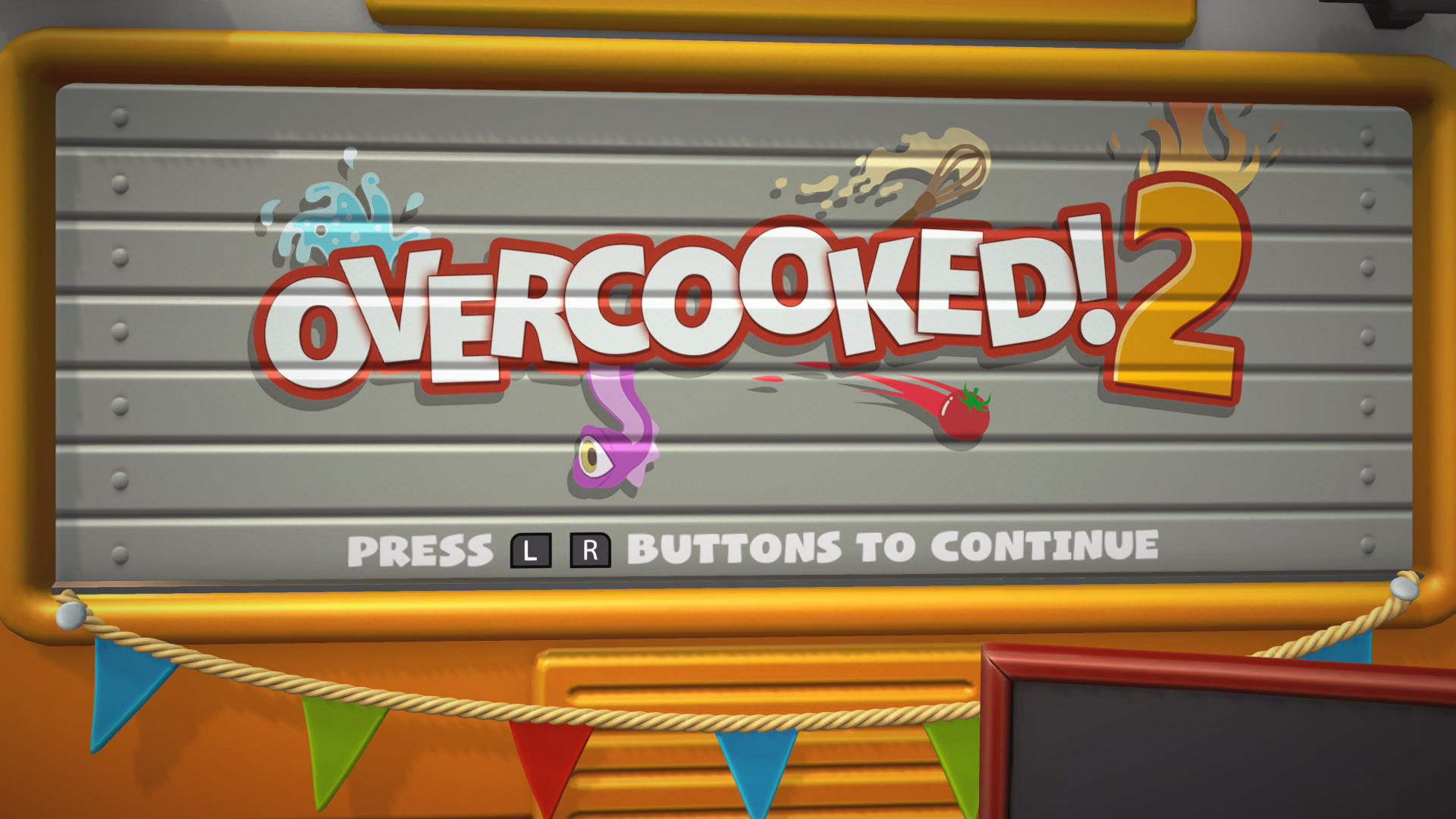 Overcooked 2 title screen for Nintendo Switch