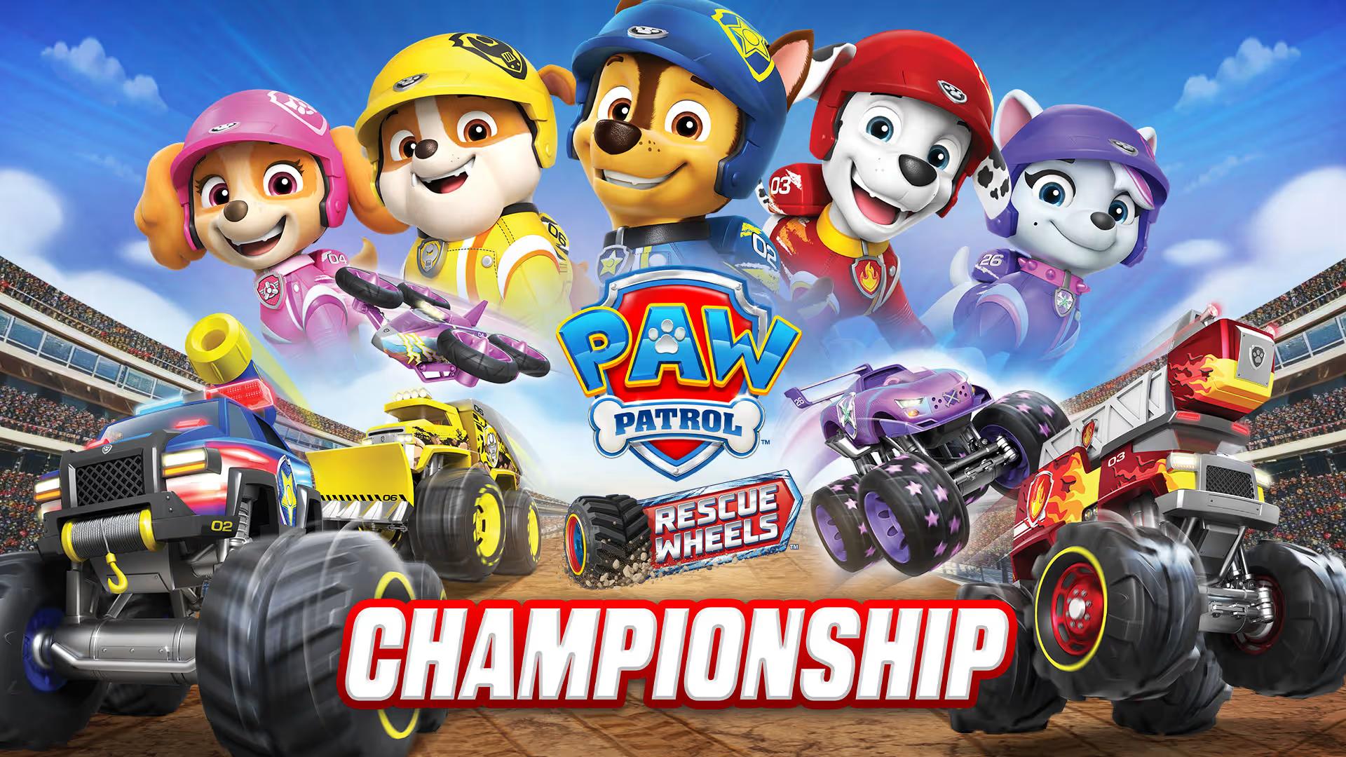 Paw Patrol Rescue Wheels Championship title screen for Nintendo Switch