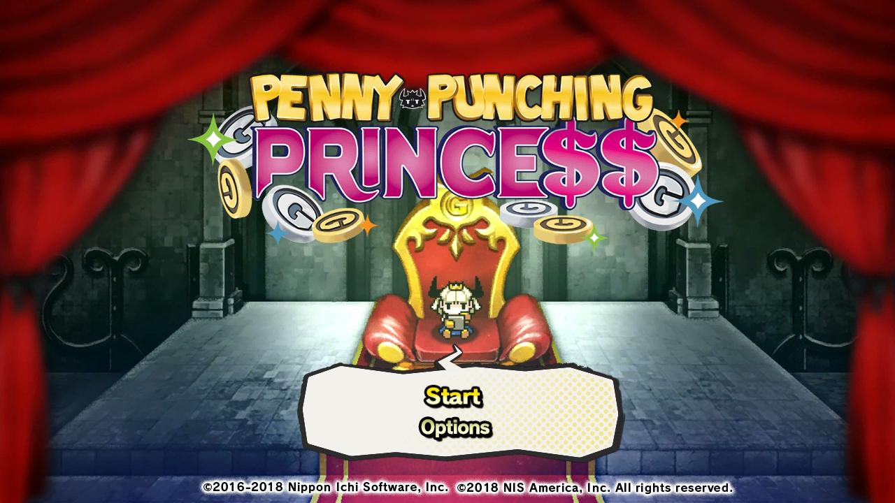 Penny Punching Princess title screen for Nintendo Switch