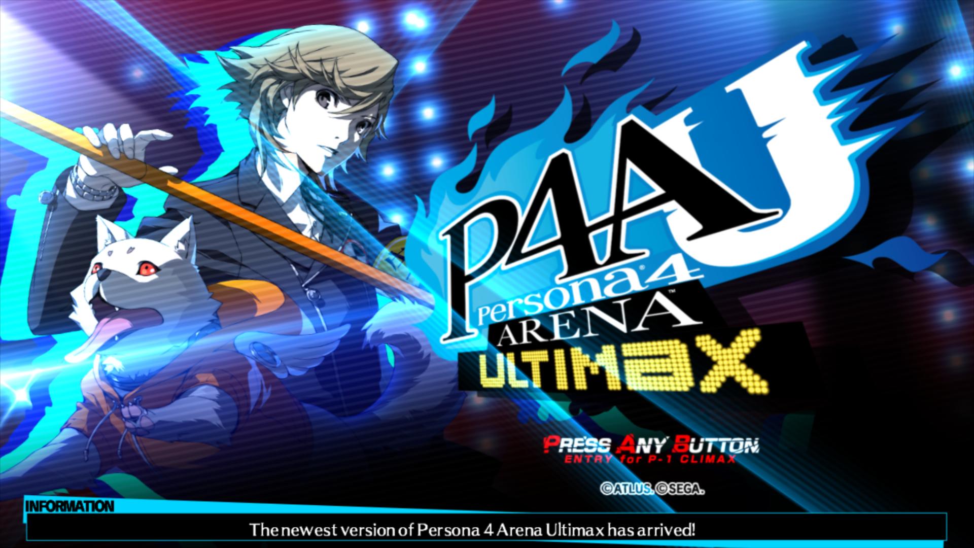 Persona 4 Arena Ultimax title screen for Nintendo Switch