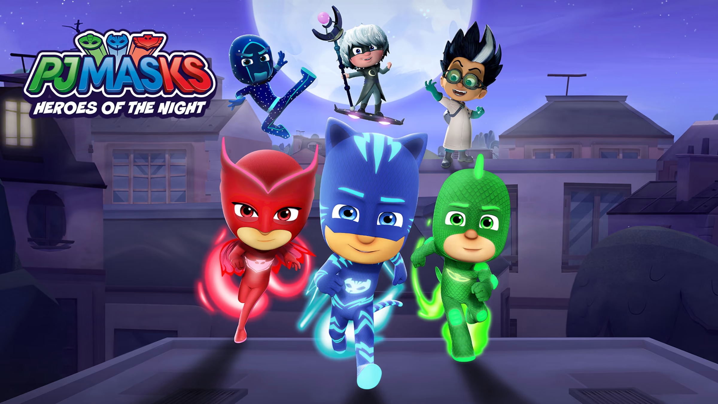 PJ Masks: Heroes of the Night title screen for Nintendo Switch