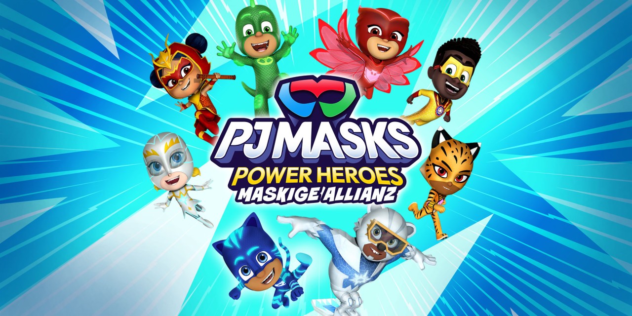 PJ Masks Power Heroes: Mighty Alliance title screen for Nintendo Switch