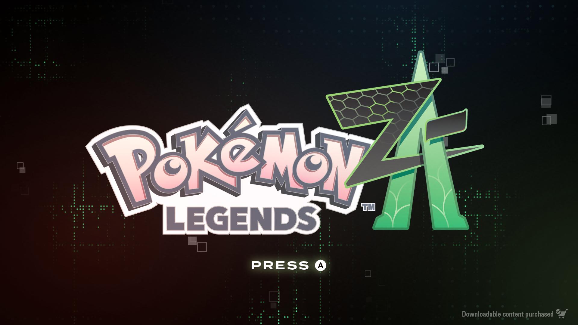 Pokemon Legends: Z-A title screen for Nintendo Switch
