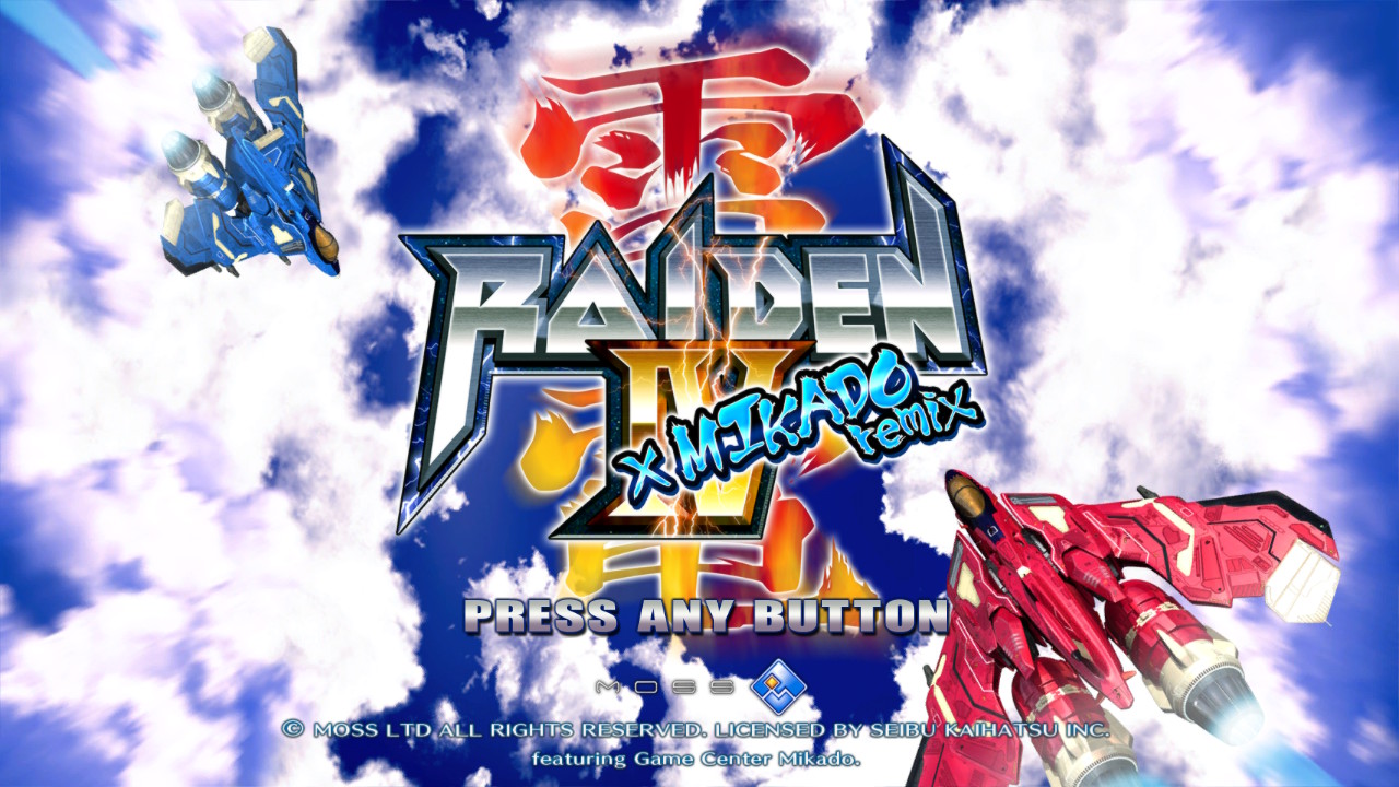 Raiden IV x MIKADO Remix title screen for Nintendo Switch