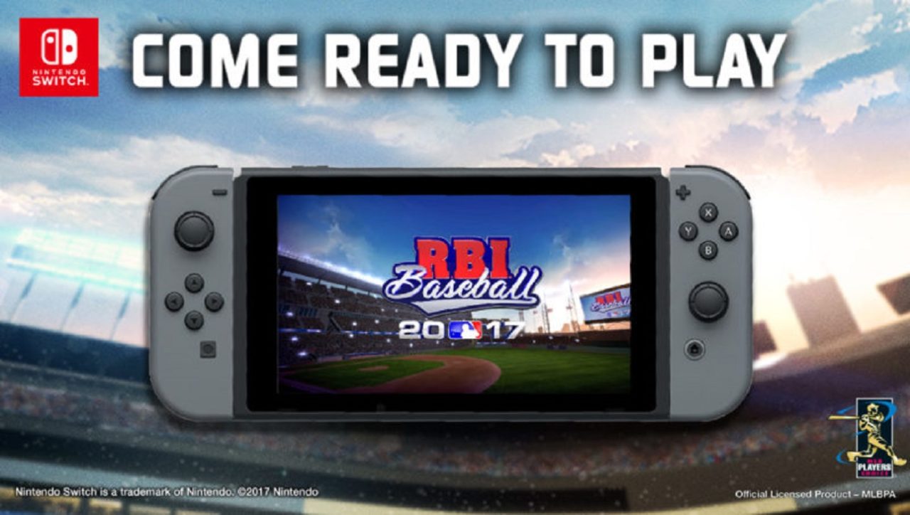 RBI Baseball 2017 title screen for Nintendo Switch