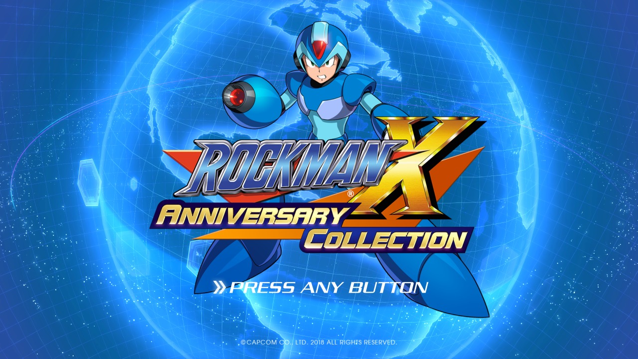 Rockman X Anniversary Collection title screen for Nintendo Switch