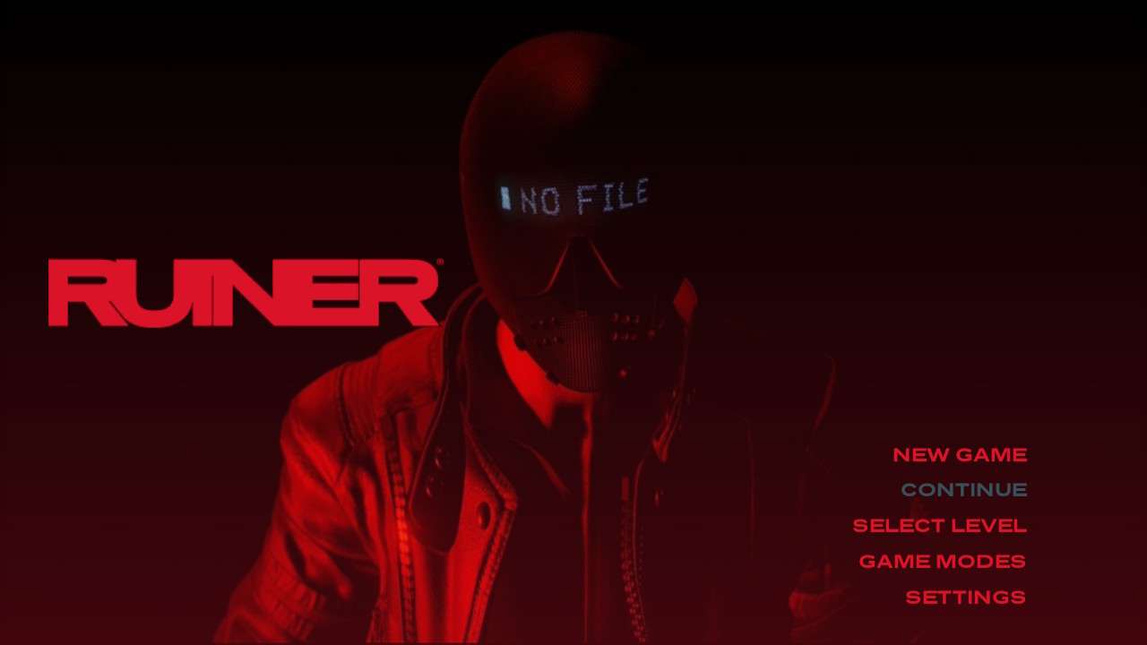 Ruiner [Limited Run Variant] title screen for Nintendo Switch