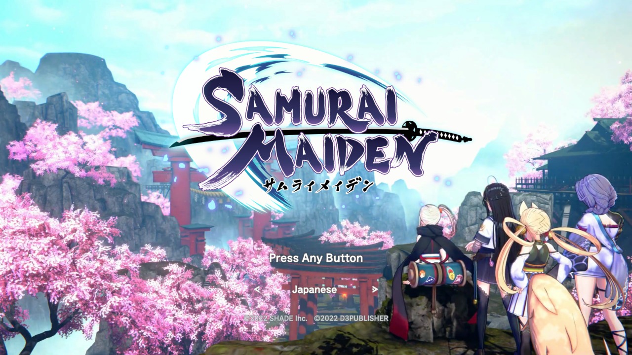 Samurai Maiden title screen for Nintendo Switch