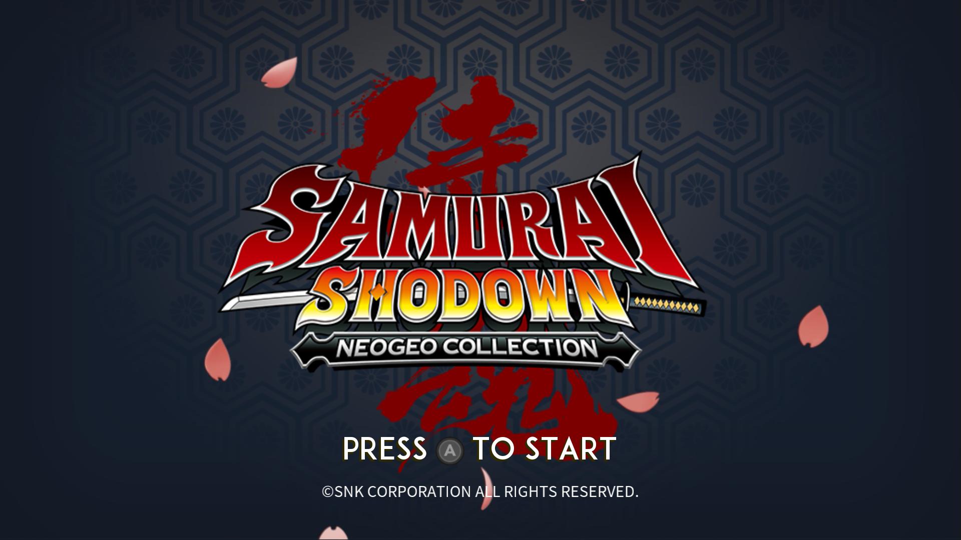 Samurai Shodown NeoGeo Collection title screen for Nintendo Switch