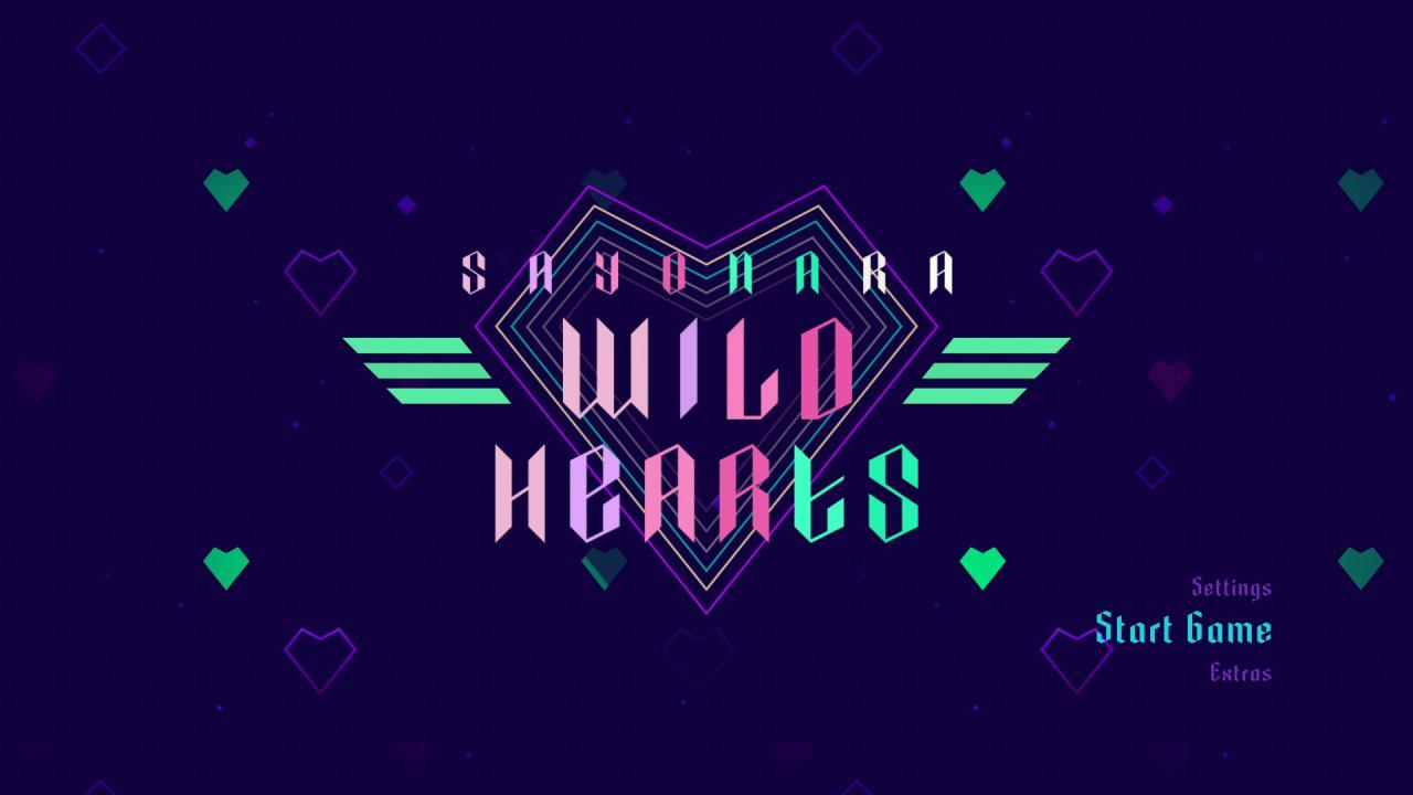 Sayonara Wild Hearts title screen for Nintendo Switch