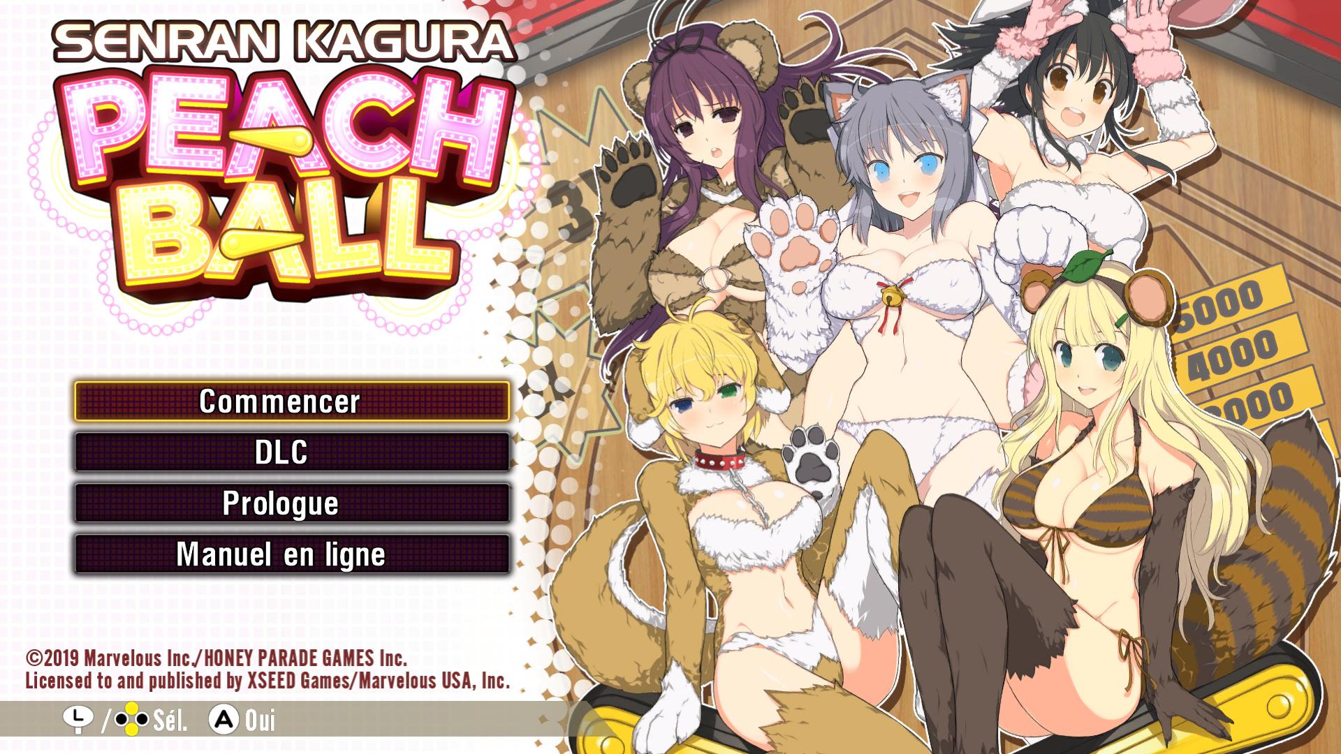 Senran Kagura Peach Ball title screen for Nintendo Switch