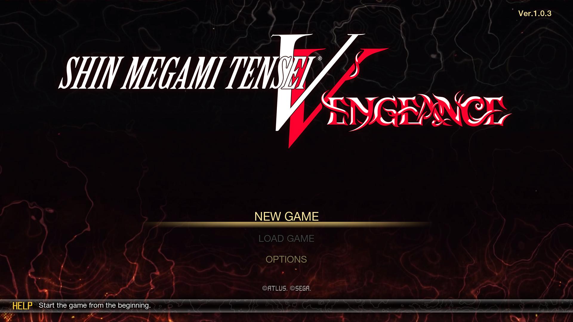 Shin Megami Tensei V: Vengeance title screen for Nintendo Switch