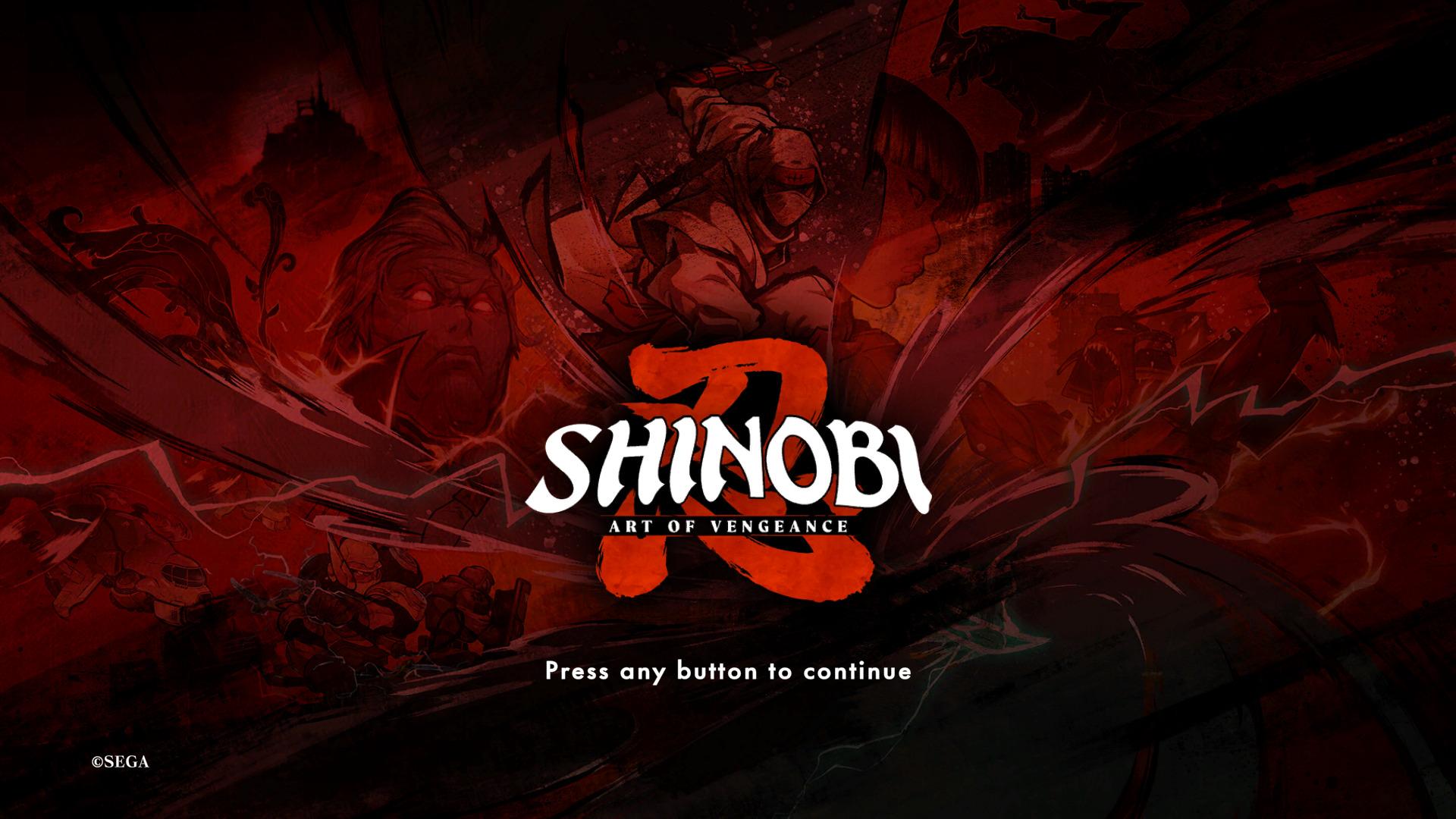 Shinobi: Art Of Vengeance title screen for Nintendo Switch