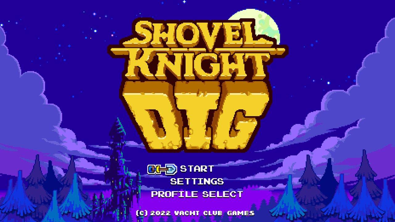 Shovel Knight Dig title screen for Nintendo Switch