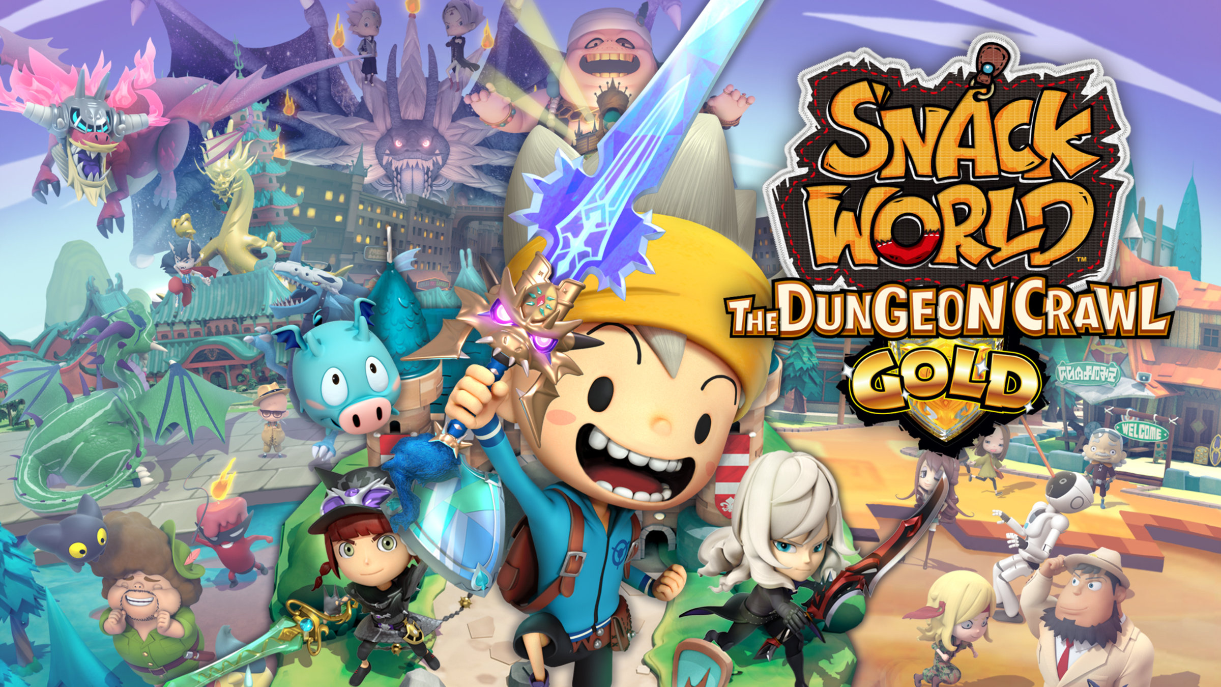 Snack World: The Dungeon Crawl Gold title screen for Nintendo Switch