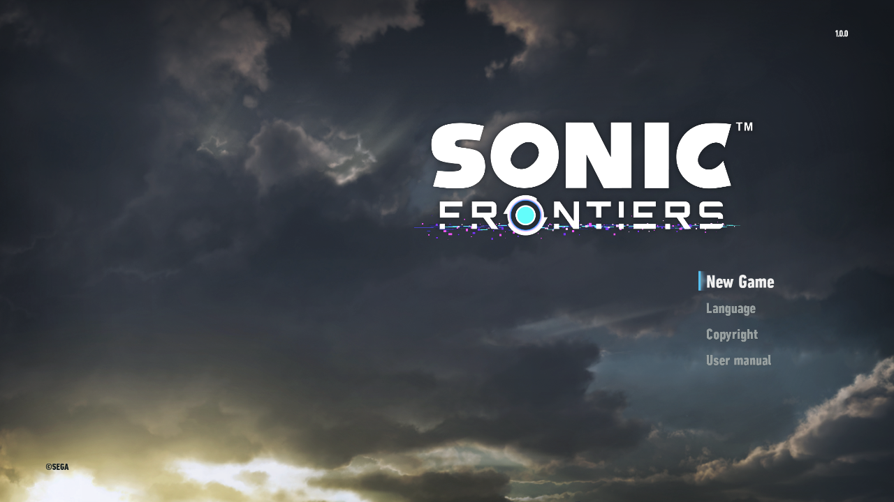 Sonic Frontiers title screen for Nintendo Switch