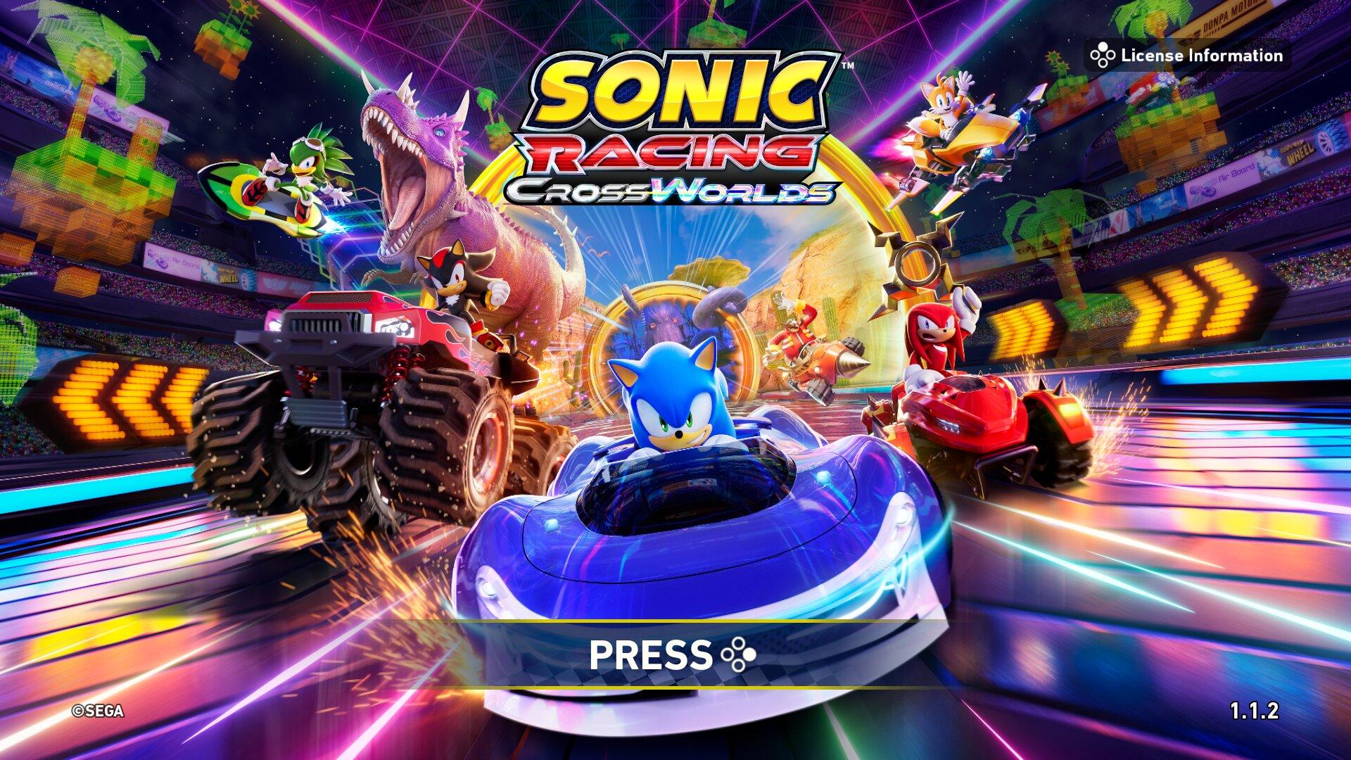 Sonic Racing: CrossWorlds title screen for Nintendo Switch
