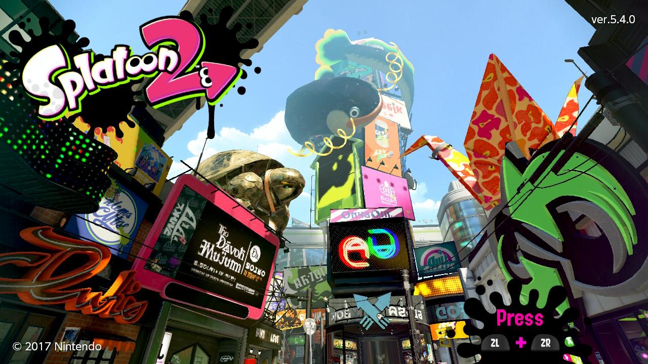 Splatoon 2 title screen for Nintendo Switch
