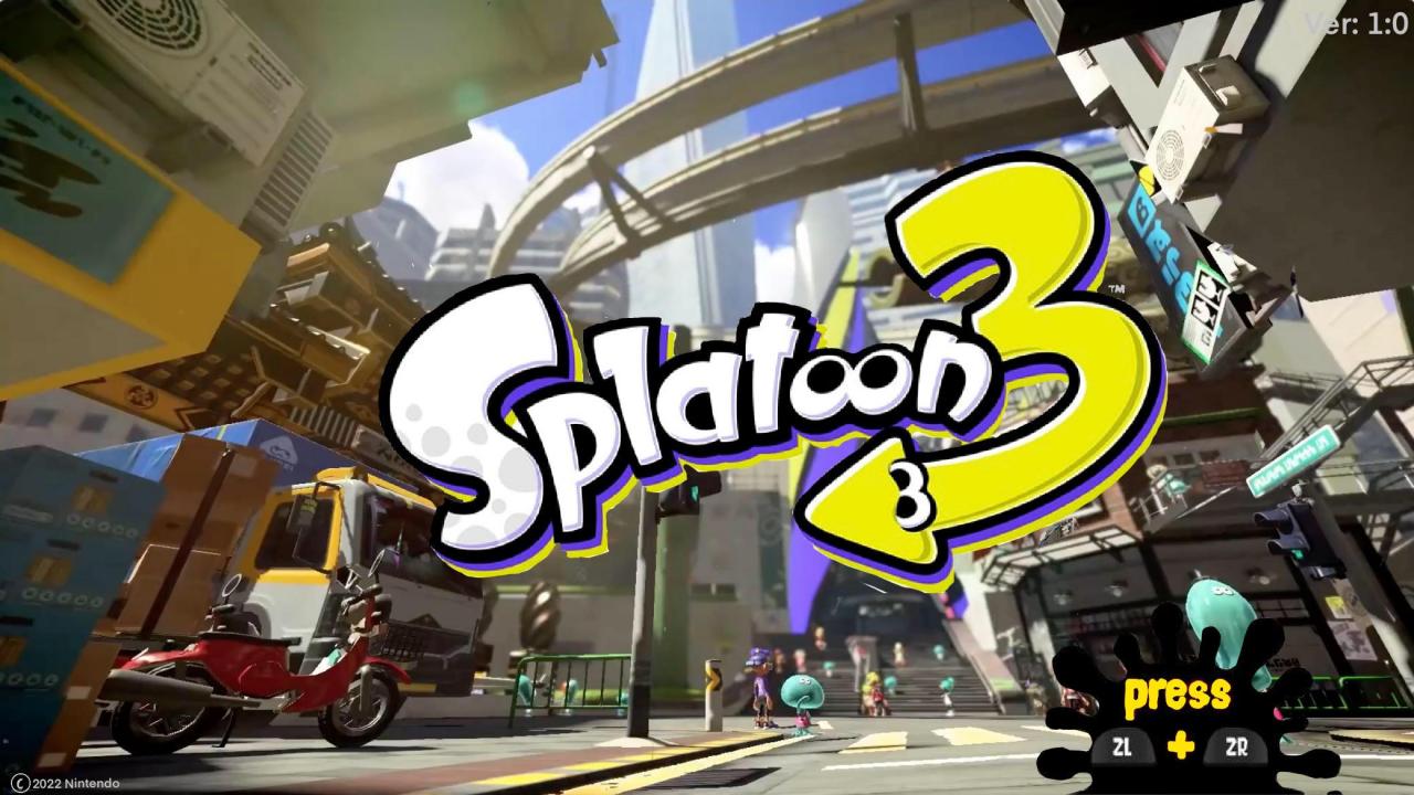 Splatoon 3 title screen for Nintendo Switch