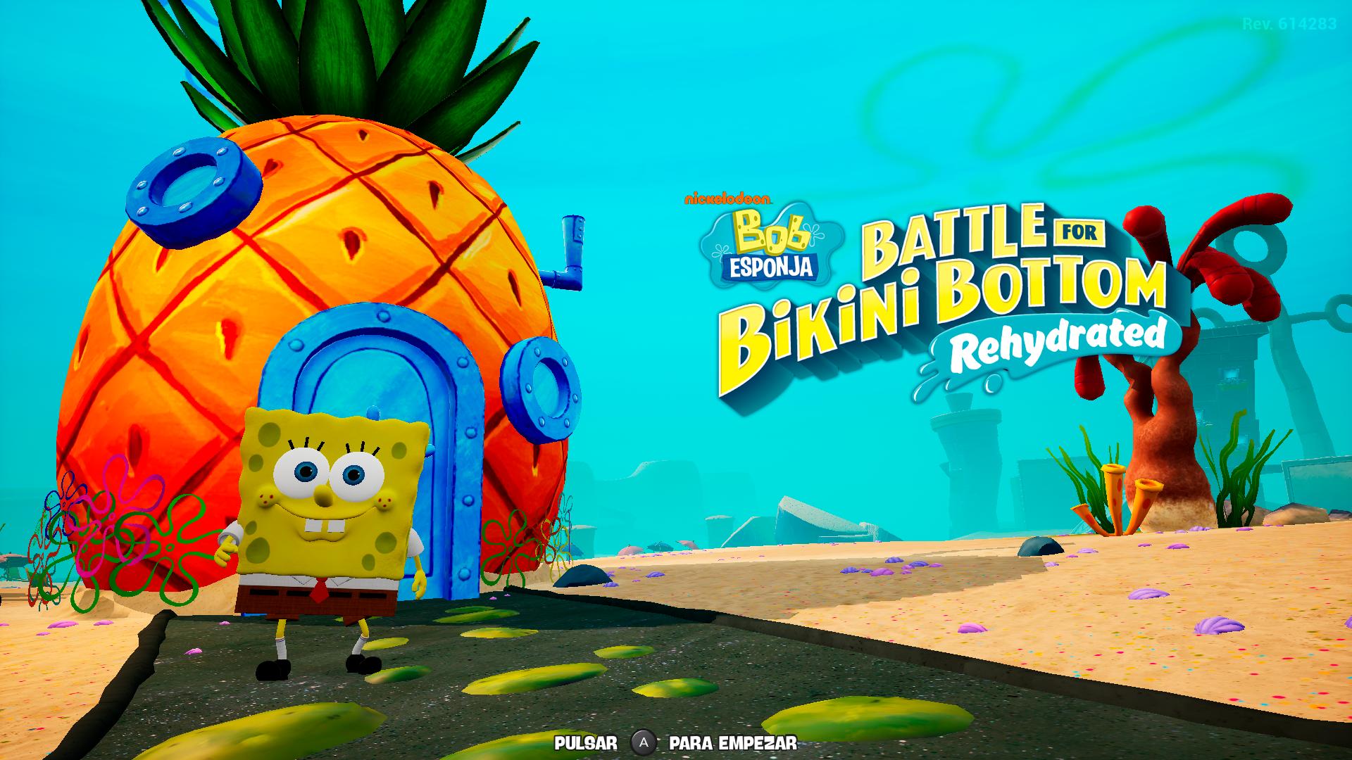 SpongeBob SquarePants Battle for Bikini Bottom Rehydrated title screen for Nintendo Switch