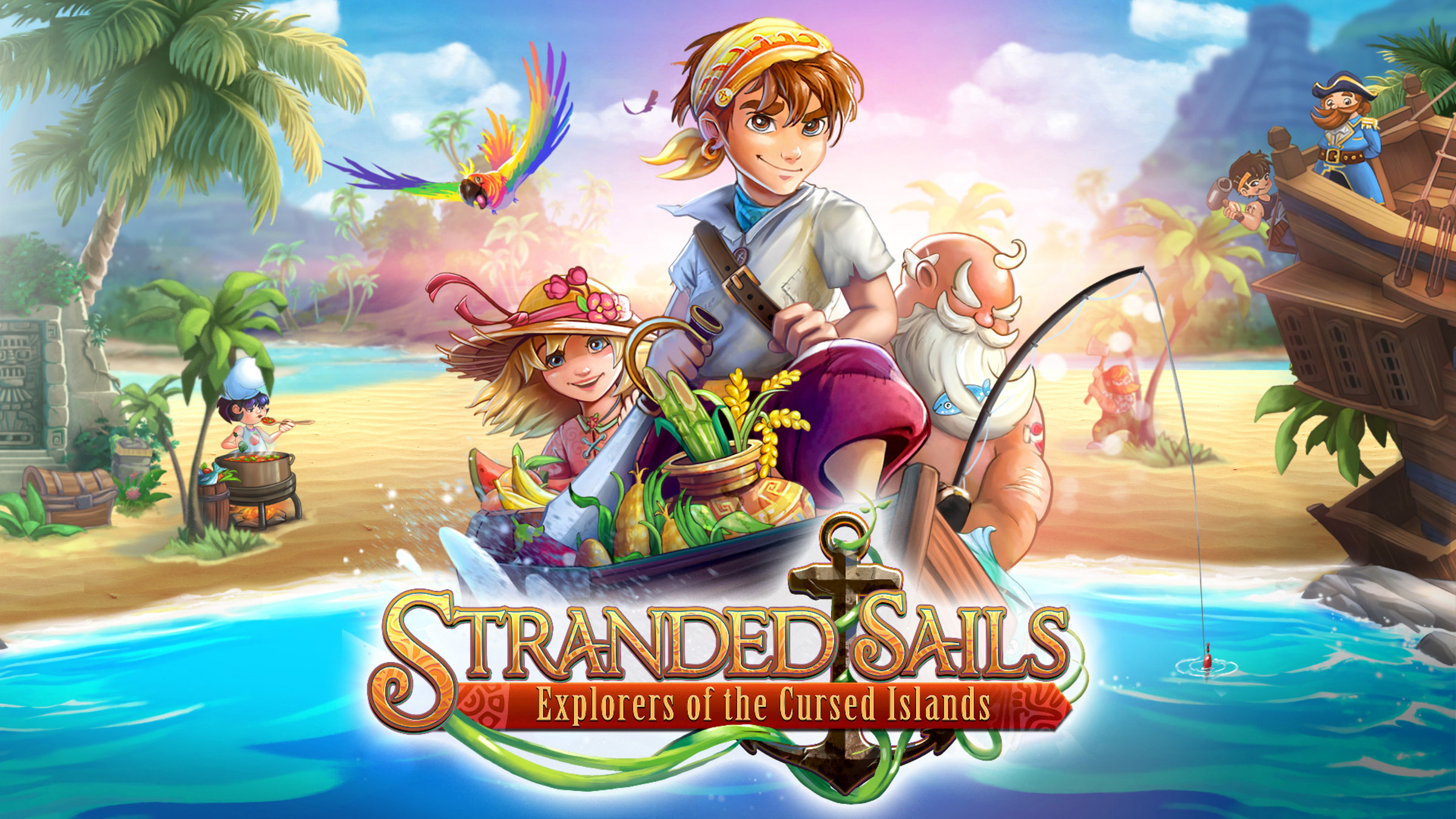 Stranded Sails: Explorers of the Cursed Islands title screen for Nintendo Switch