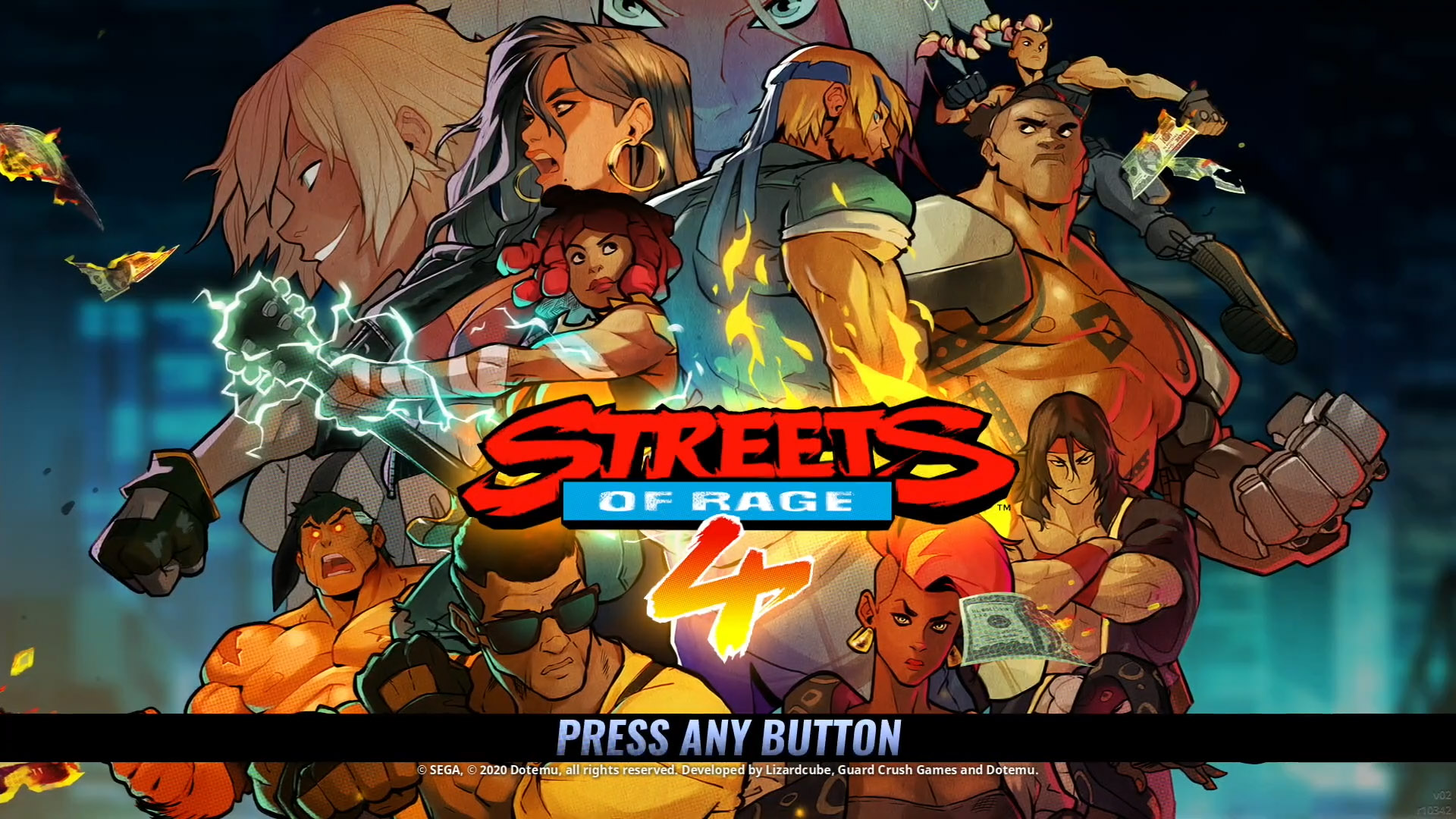 Streets of Rage 4 title screen for Nintendo Switch