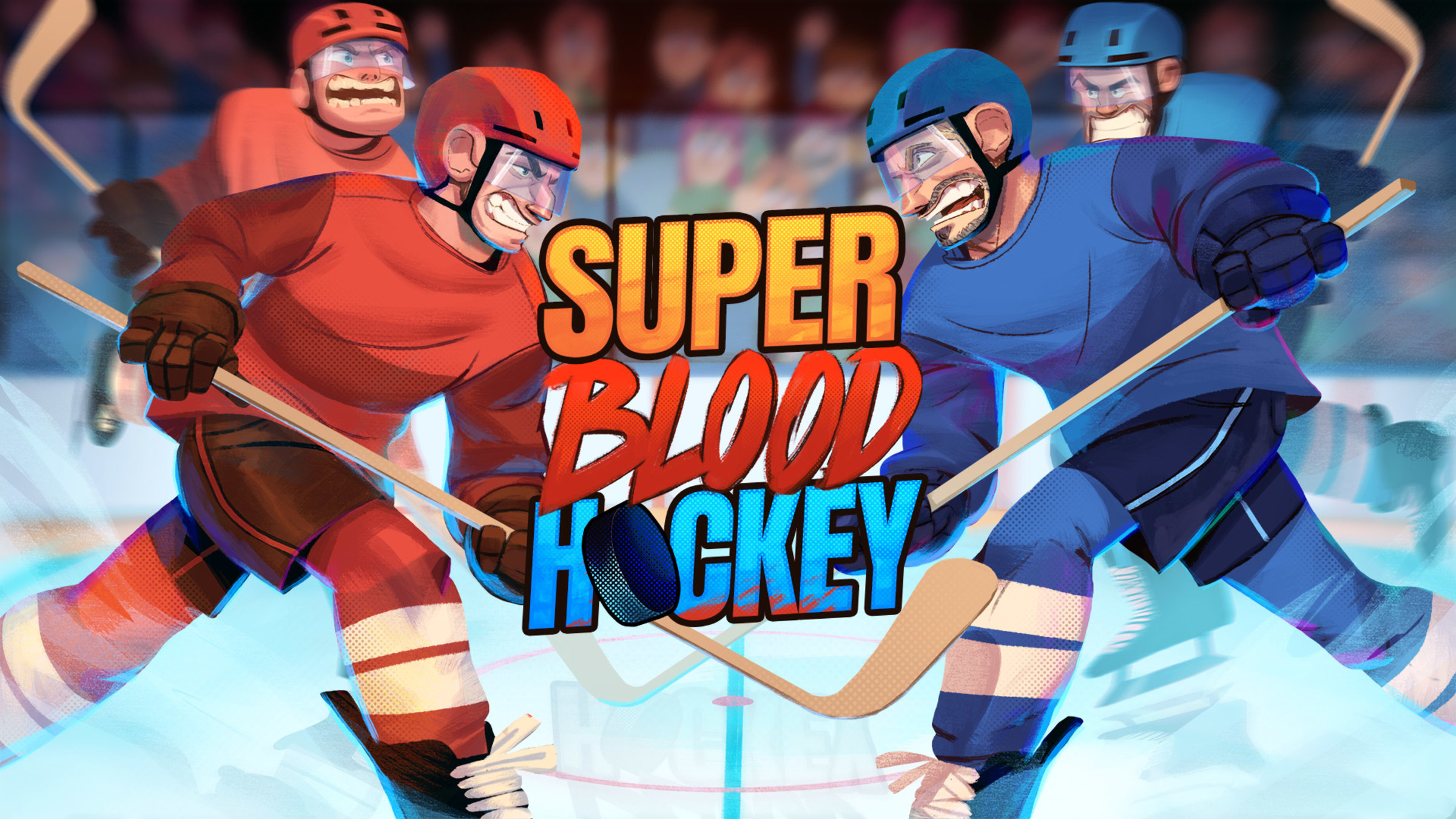 Super Blood Hockey title screen for Nintendo Switch
