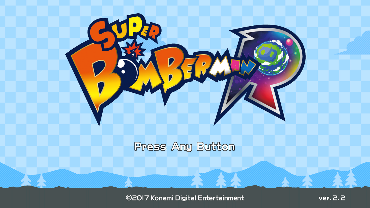 Super Bomberman R title screen for Nintendo Switch