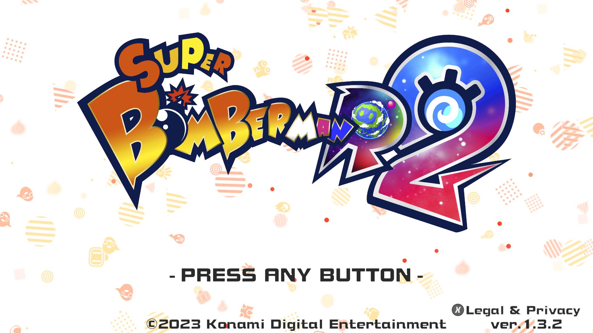 Super Bomberman R 2 title screen for Nintendo Switch