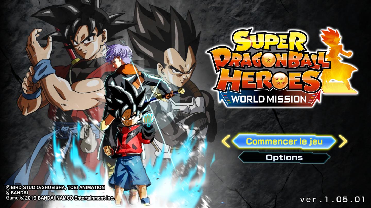 Super Dragon Ball Heroes World Mission title screen for Nintendo Switch