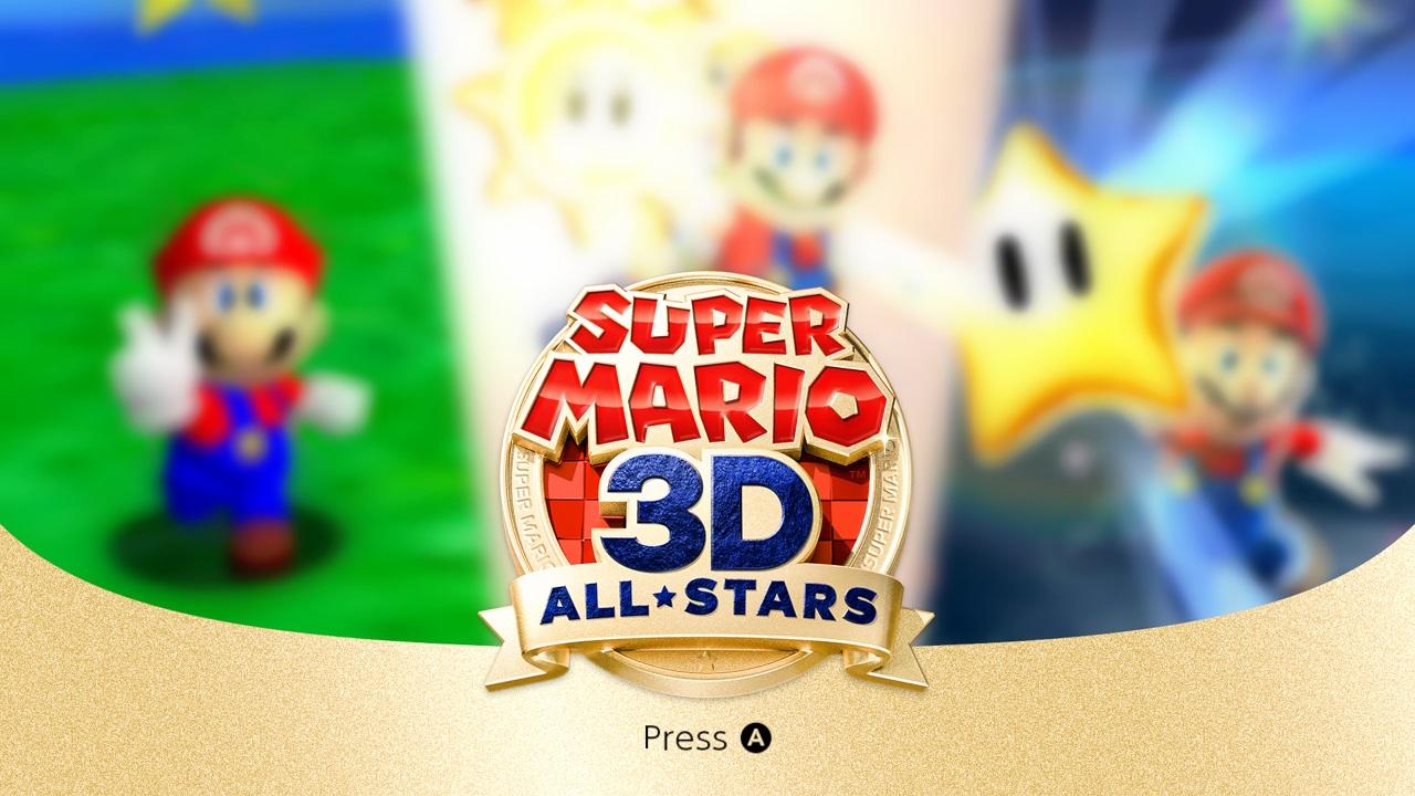 Super Mario 3D Collection title screen for Nintendo Switch